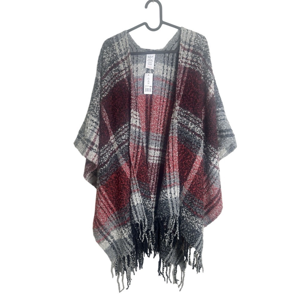 NEW Woolrich Cozy Blanket Wrap Shawl Red Plaid Scarf Onesize Sweater OS